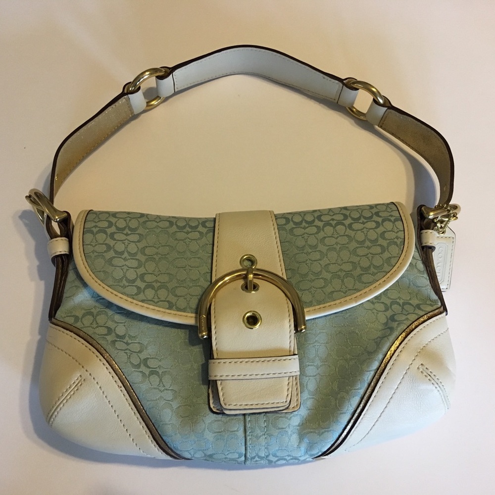 Coach Signature Soho Shoulder Bag in Blue & White